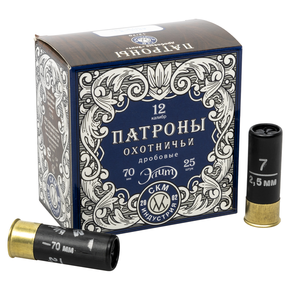СКМ  Патрон охотничий 12/70, №7 33 гр. б/к "Элит" (п. Импорт) ( в пачке 25 шт.). Фото №1