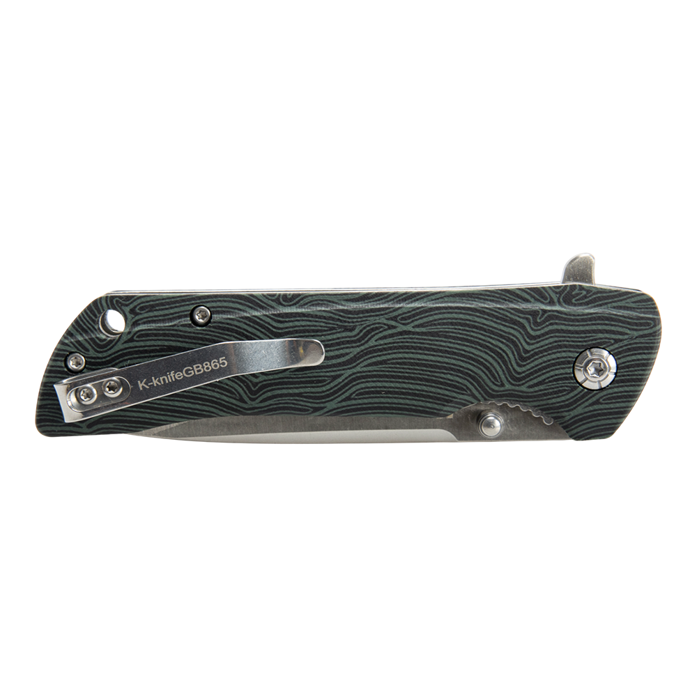 Нож складной Kranch GB-865, клинок AUS8, рукоять G10 green and black. Фото №3
