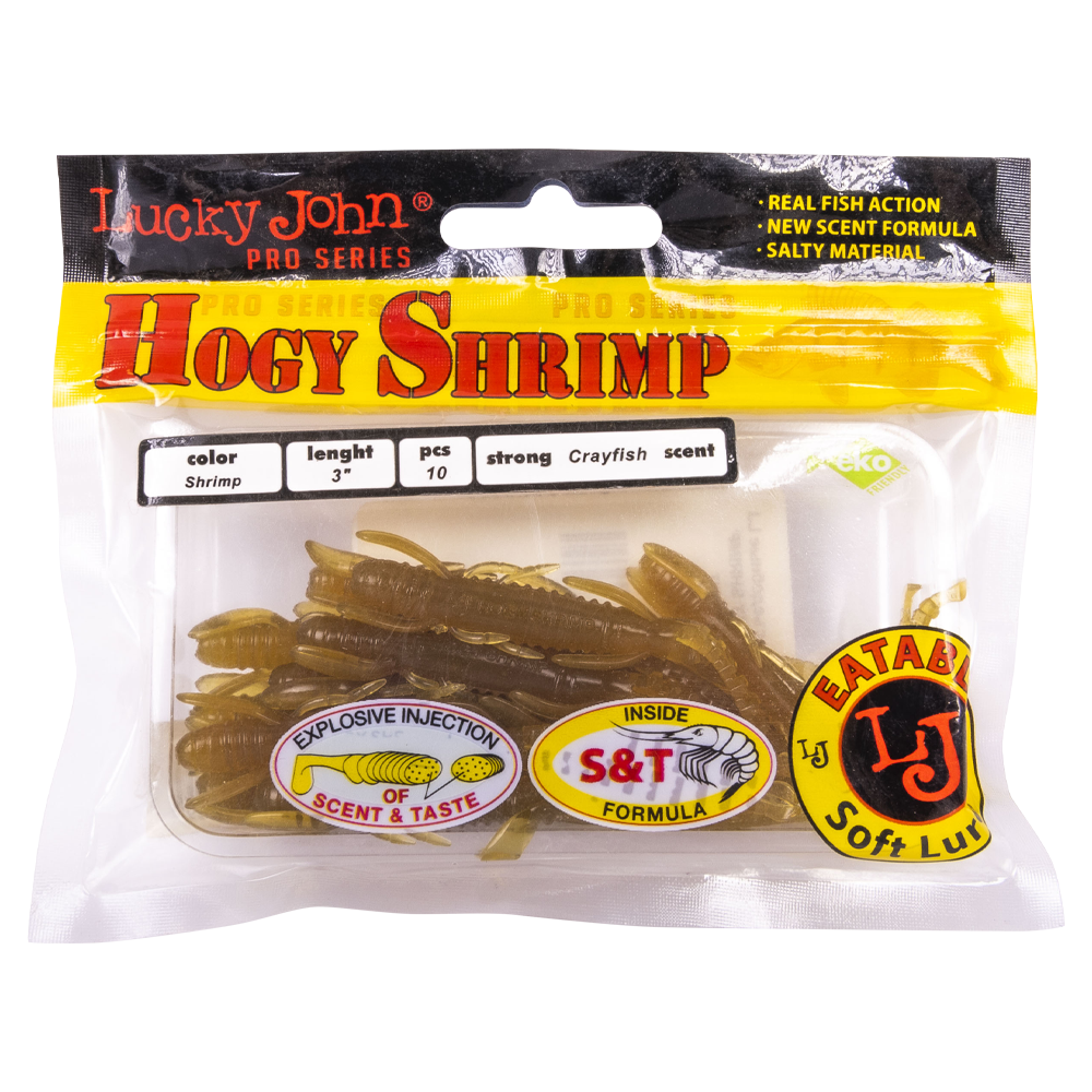 Виброхвост Lucky John Pro Series Hogy Shrimp 3" 76мм, (10шт. упак.) цвет S18. Фото №1