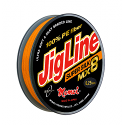 Плетеный шнур Momoi 4-х прядный JigLine MX-8 0,27мм/150м, 23,0кг, оранжевый. Фото №2