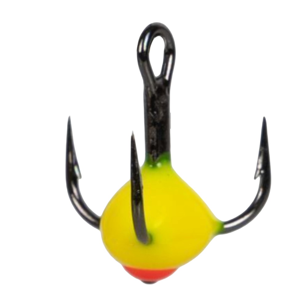Крючок-тройник для приманок Lucky John с каплей размер  014 цвет YR (04). Фото №1