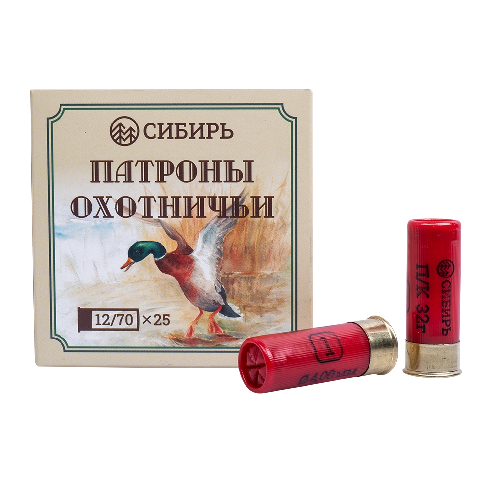 Патрон СИБИРЬ PREMIUM 12/70 охот. дробовой 32г №1 п/к (в пачке 25 шт) (в коробке 250шт). Фото №1