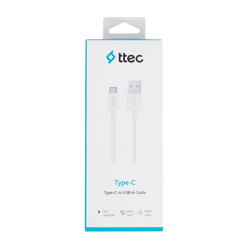 Кабель TTEC Type-C Белая оплетка 1,2м. Фото №1