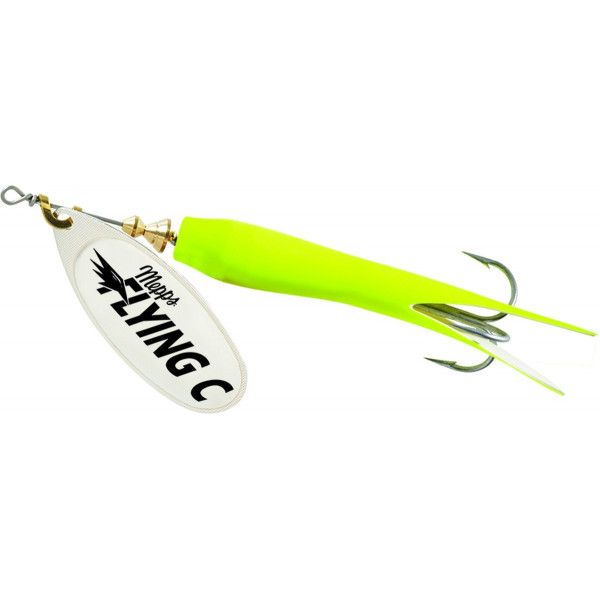 Блесна вращающаяся Mepps AGLIA FLYING C, 25g №3 SILVER/Chartreuse. Фото №1