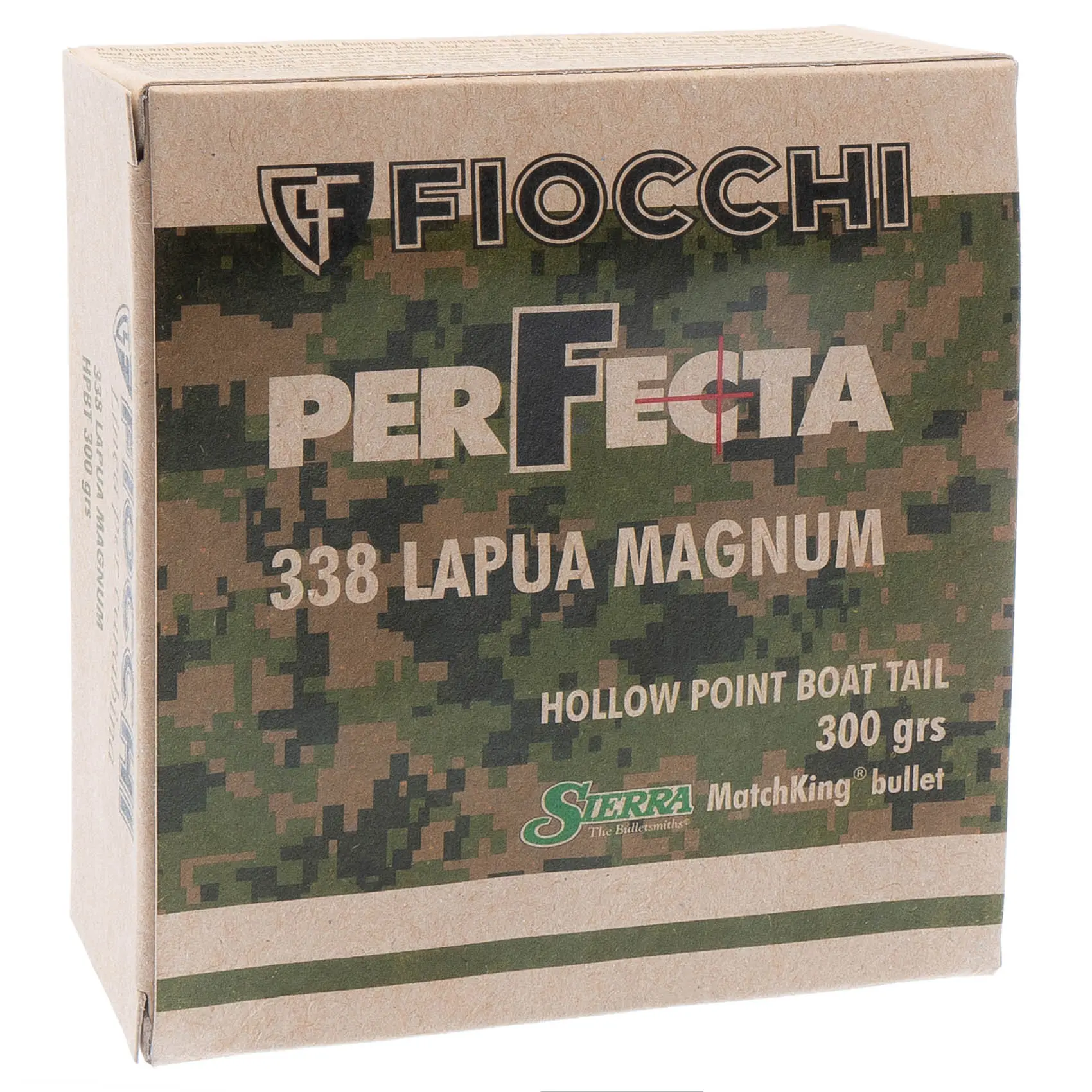 Патрон нарезной FIOCCHI калибр 338 LAPUA Mag. HPBT Sierra Match King 19,44 гр. 300 grn (в пачке 10 шт)