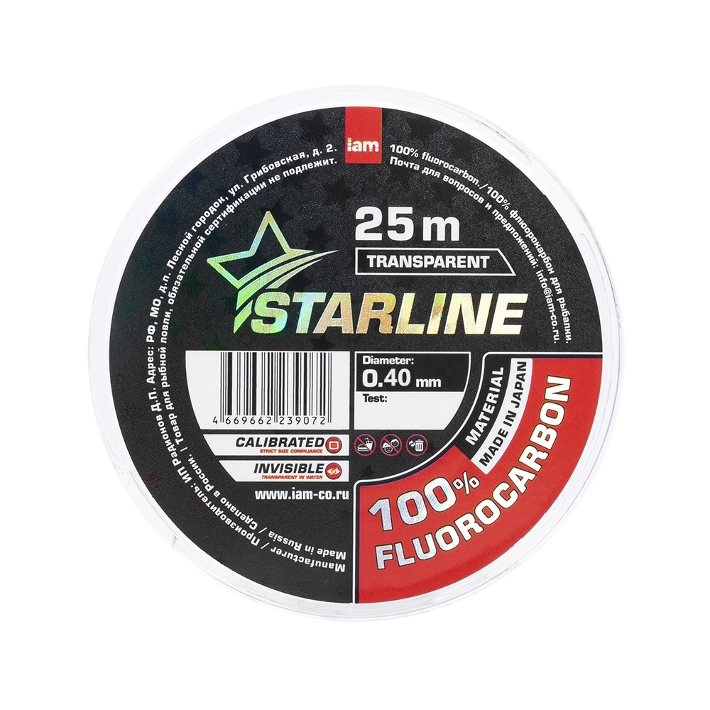 Флюорокарбон STARLINE 100% FLUOROCARBON 25m (transparent) d0.40. Фото №2