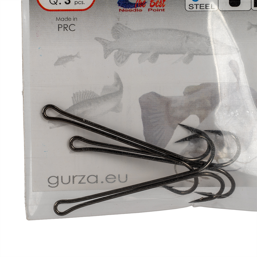 Крючок Gurza Double Hook X - Long Shank  №1 3шт/уп BN  VANADIUM. Фото №2
