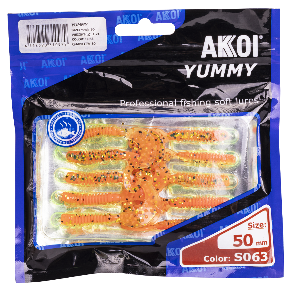 Приманка AKKOI Yummy (твистер) 50 S063 (уп. 10/6шт). Фото №3