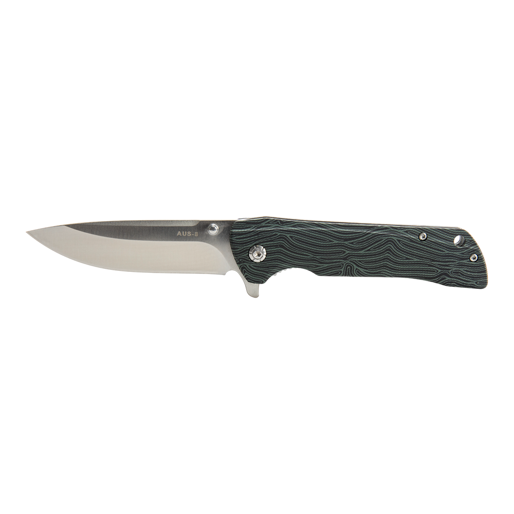 Нож складной Kranch GB-865, клинок AUS8, рукоять G10 green and black. Фото №1
