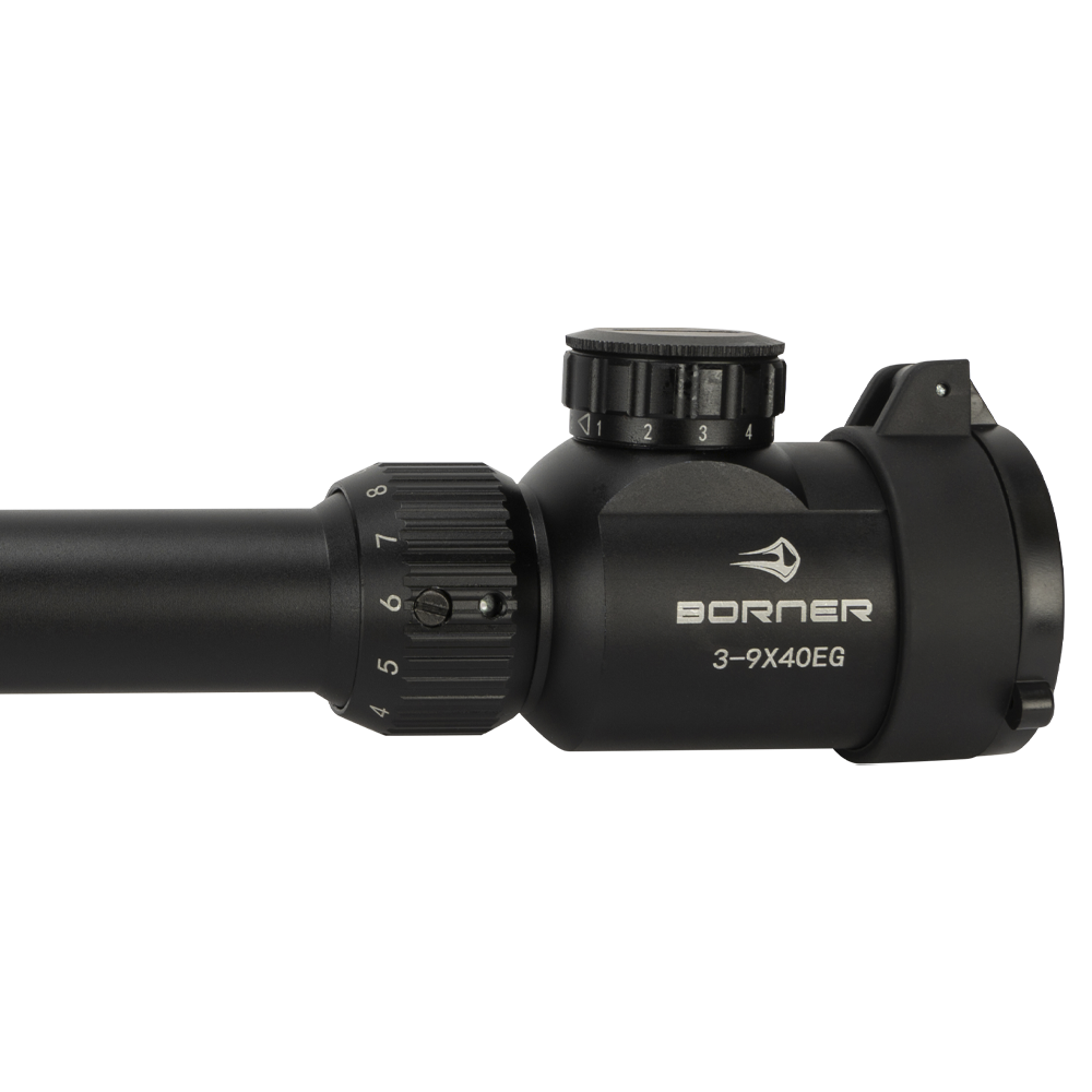 Прицел оптический BORNER 3-9x40 EG Mildot с подсветкой (крышки + кольца). Фото №2 Прицел оптический BORNER 3-9x40 EG Mildot с подсветкой (крышки + кольца). Фото №2