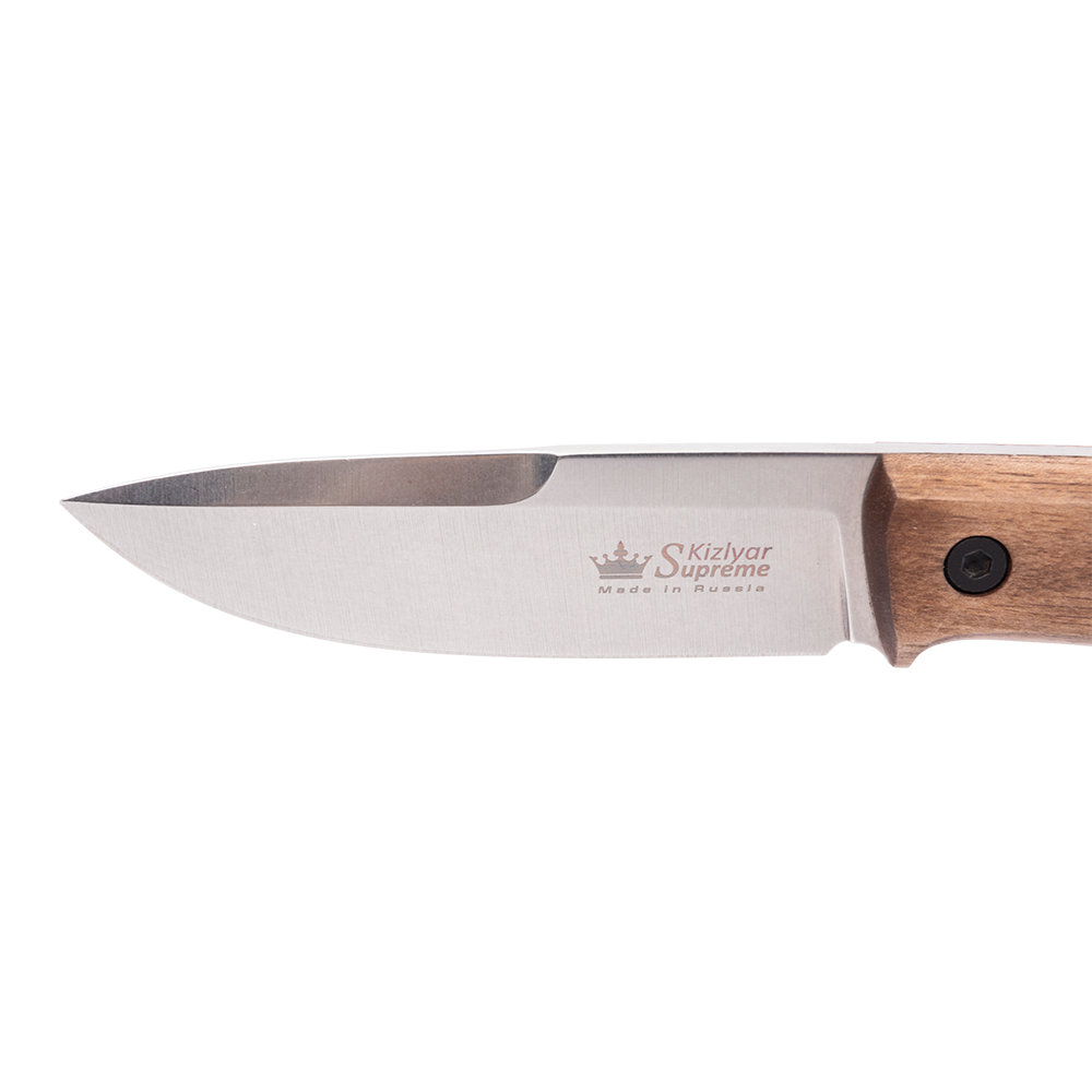 Нож Kizlyar Supreme Colada, клинок AUS-10Co StoneWash, Walnut Handle, Leather Sheath. Фото №3