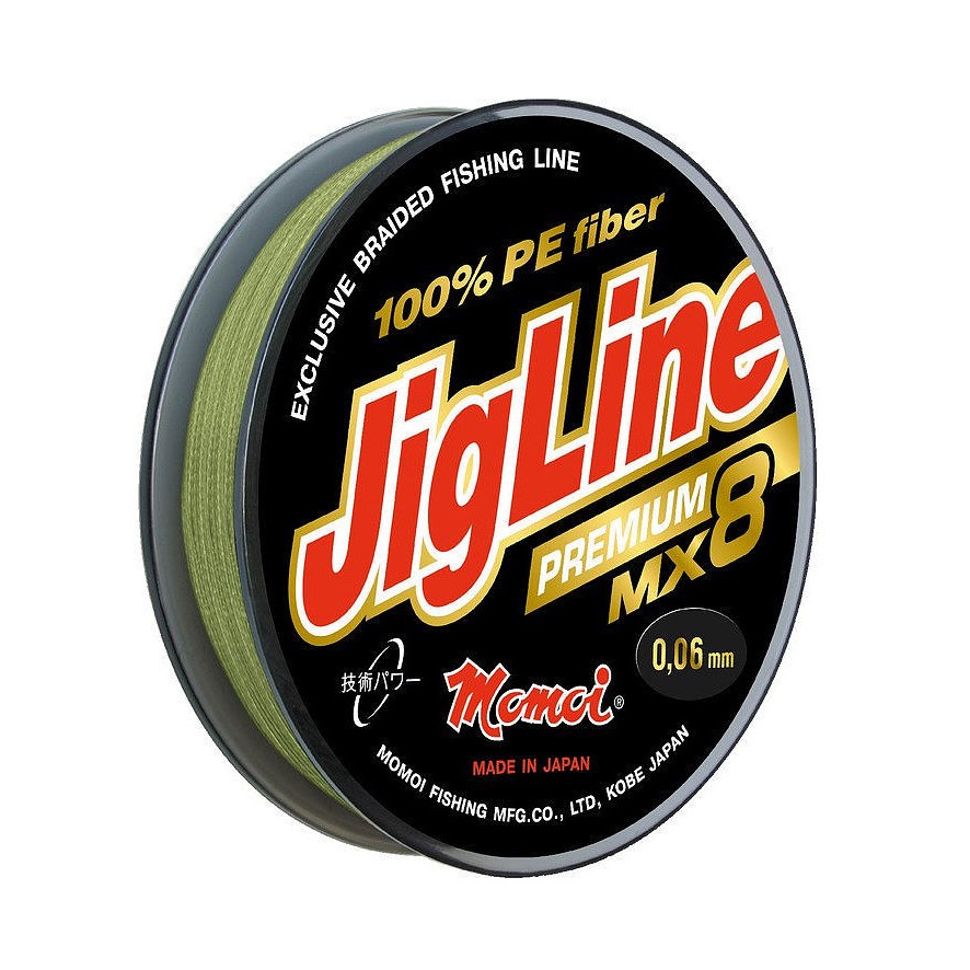 Плетеный шнур Momoi 8-и прядный JigLine Premium WX-8 0,09мм/100м, 6,7кг, хаки. Фото №1