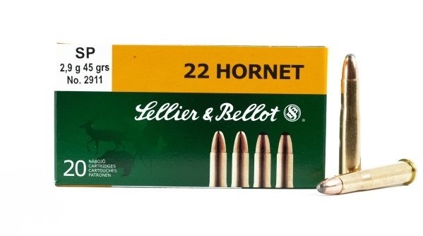 Патрон нарезной SELLER&BELLOT калибр 22 HORNET SP 2,9 гр. (в пачке 20 шт.). Фото №1