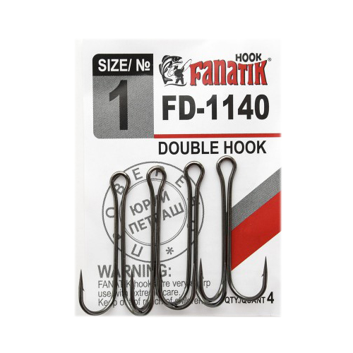 Крючок двойной Fanatik FD-1140 №2/0 (3 шт). Фото №1