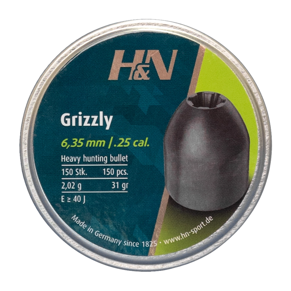 Пули пневматические "H&N Grizzly" калибр 6,35мм 2,02г (150 в банке). Фото №2