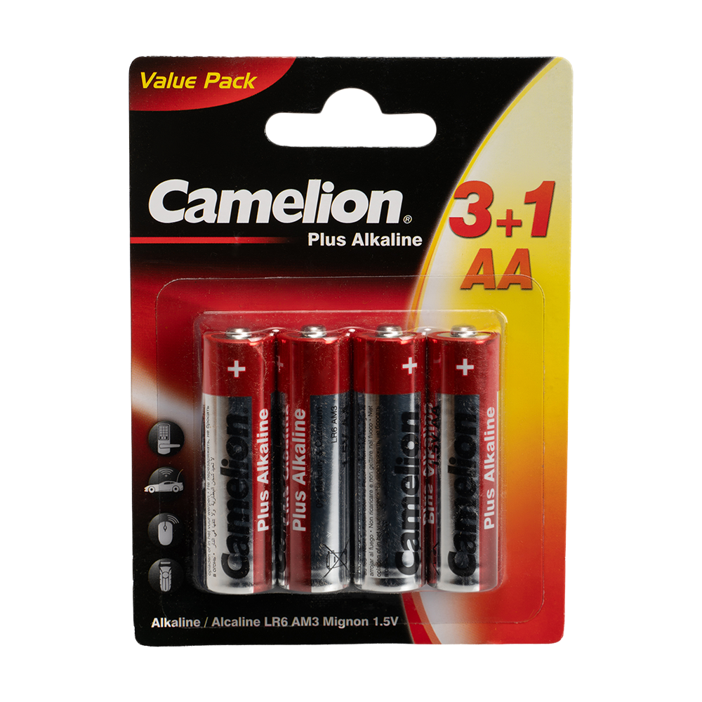 Батарейка Camelion Plus Alkaline LR6 BP3+1 (3+1LR6-BP, батарейка,1.5В). Фото №1 Батарейка Camelion Plus Alkaline LR6 BP3+1 (3+1LR6-BP, батарейка,1.5В). Фото №1