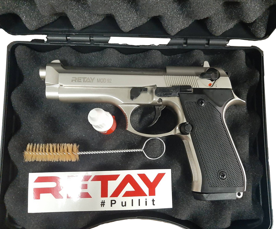 Пистолет охолощенный RETAY MOD92, (Beretta 92), Сатин, калибр 9mm. P.A.K. Фото №4 Пистолет охолощенный RETAY MOD92, (Beretta 92), Сатин, калибр 9mm. P.A.K. Фото №4