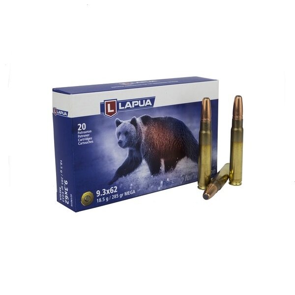 Патрон нарезной LAPUA калибр 9.3x62 Mega (285g) 19,0 гр. 285 grn. (в пачке 20 шт.). Фото №1