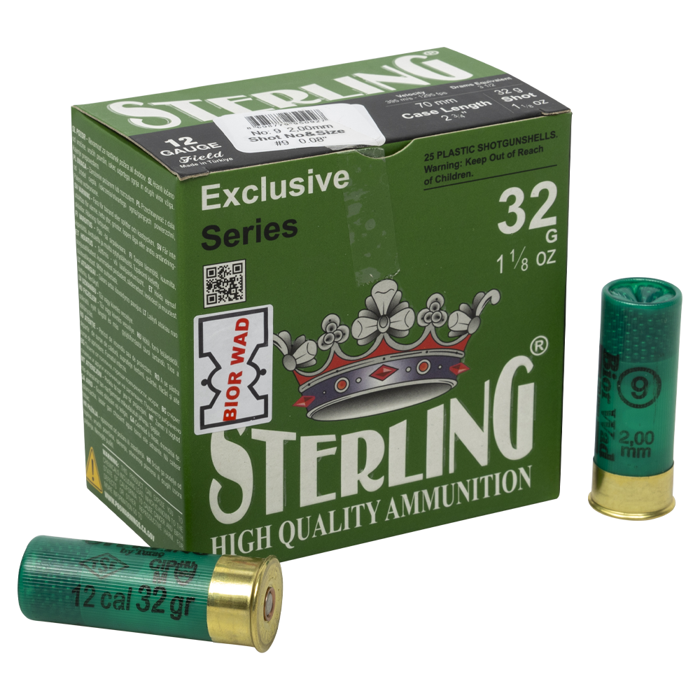 Патрон STERLING 12/70 Bior № 9 32 гр. (в пачке 25 шт.). Фото №1