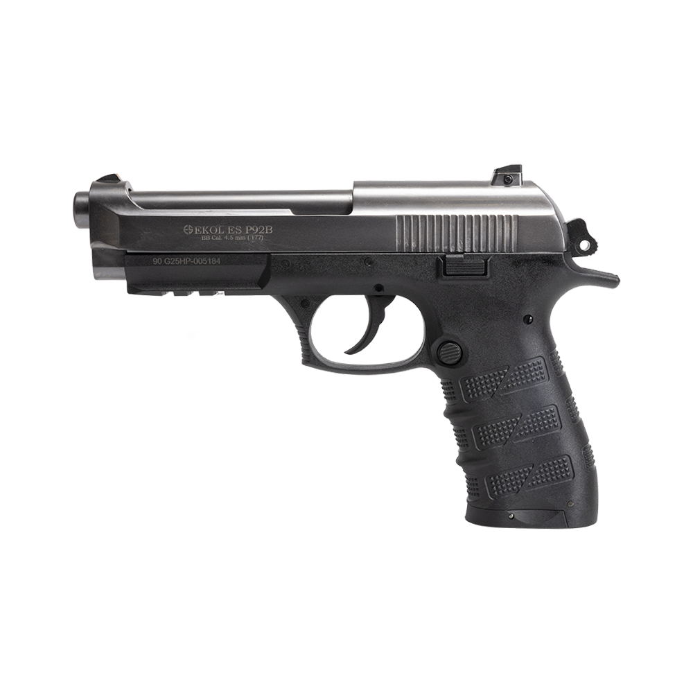 Пистолет пневматический EKOL ES P92 B FUME, (никель) (Blowback) калибр 4,5 мм, 3 Дж. Фото №4