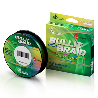 Леска плетеная ALLVEGA Bullit Braid "Multi Color" 150м 0,10мм 5,5кг. Фото №1