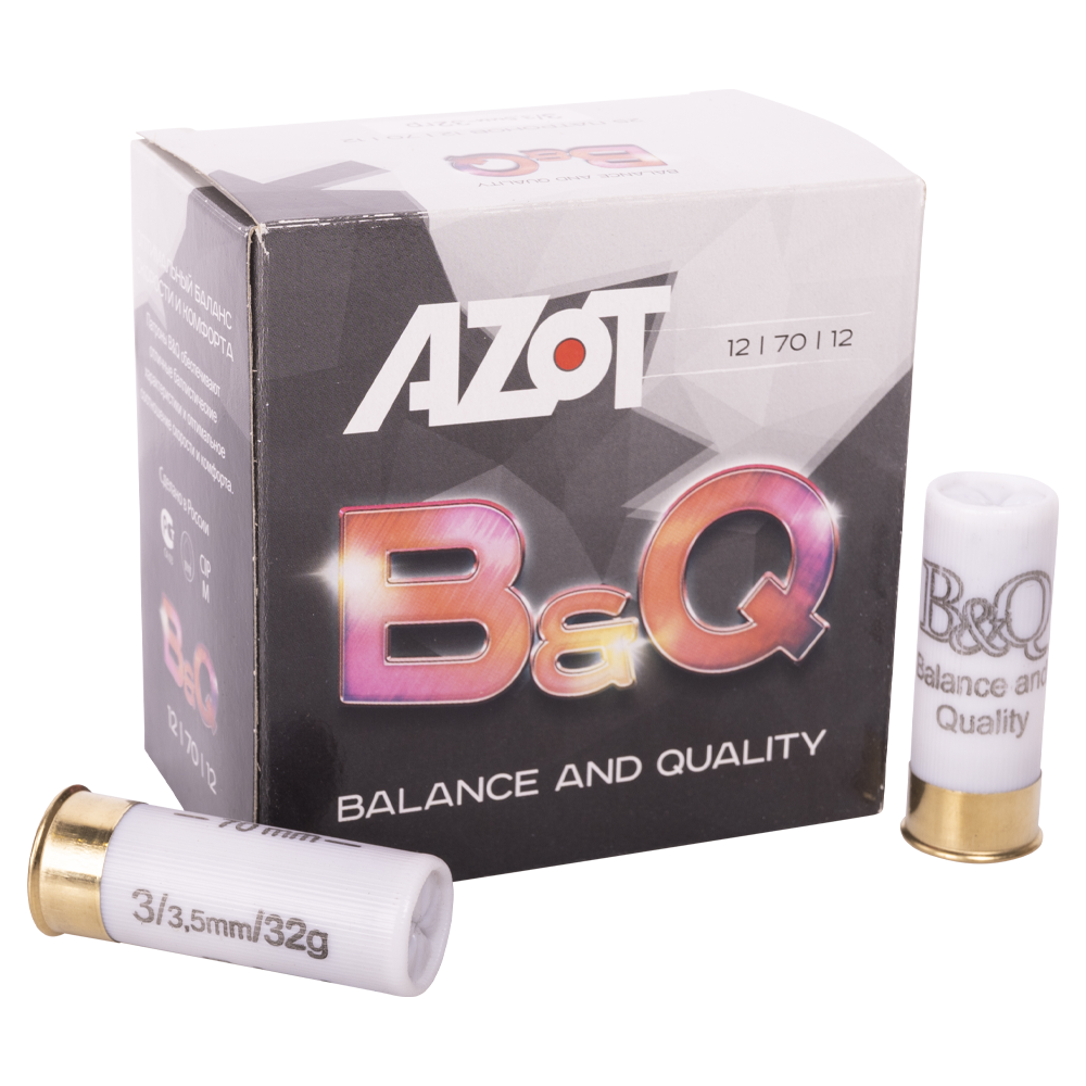 Патрон АЗОТ 12/70 охотничий дробовой B&Q 32гр №3 (пачка 25 шт) (в коробке 250шт). Фото №1 Патрон АЗОТ 12/70 охотничий дробовой B&Q 32гр №3 (пачка 25 шт) (в коробке 250шт). Фото №1