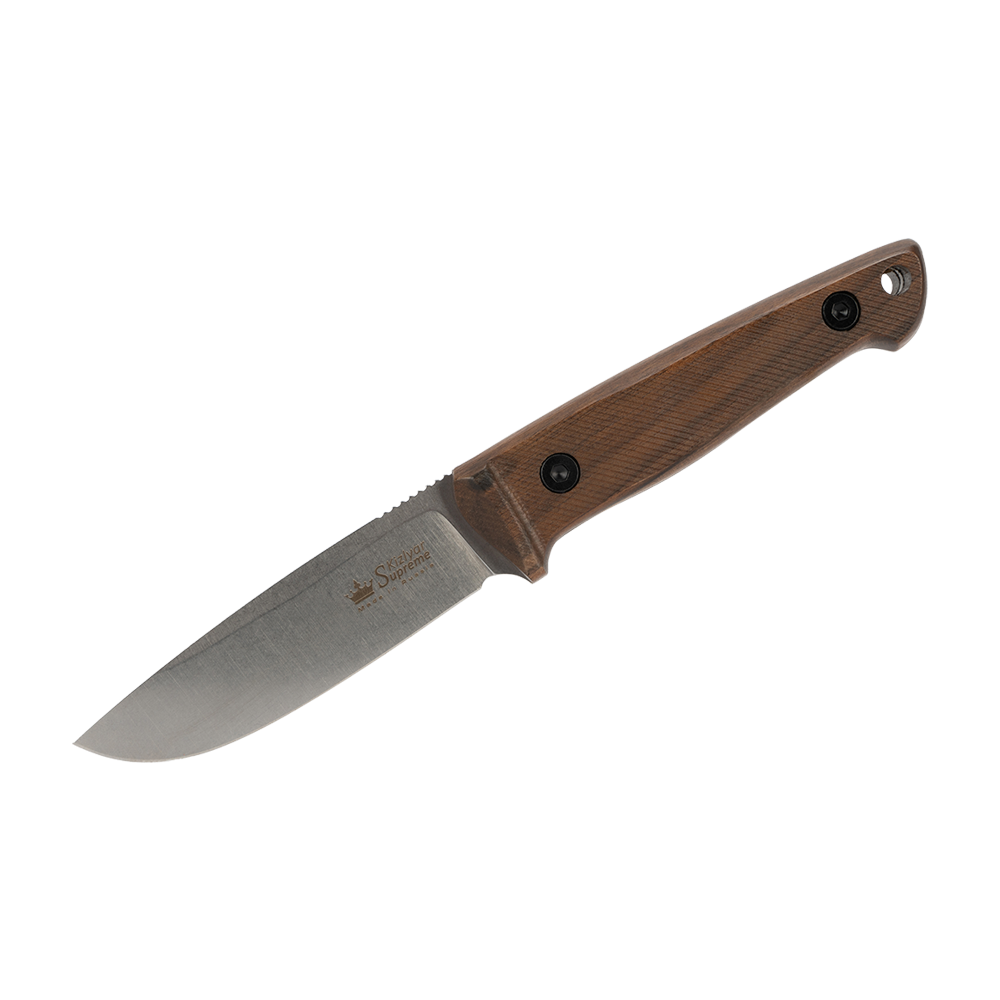 Нож Kizlyar Supreme Santi, AUS-8 StoneWash, дерево, кожа. Фото №1