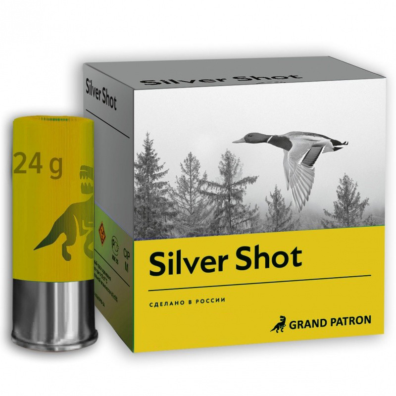 Патрон «Grand Patron» 20/70 №4, 24гр. SILVER SHOT (в пачке 25 шт.) (в коробке 250 шт.). Фото №1
