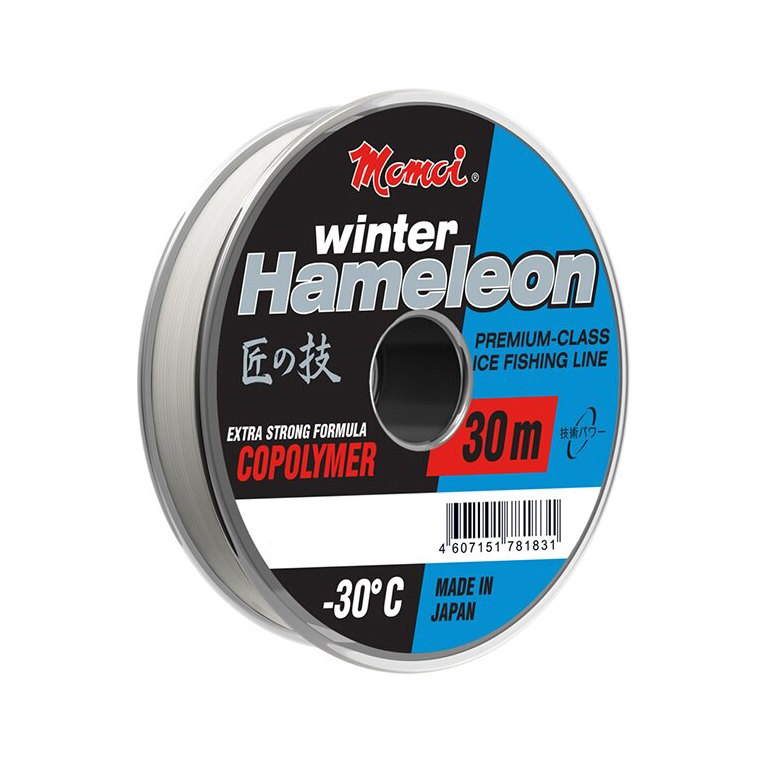 Леска монофиламентная Momoi Hameleon Winter 0.11мм/30м 1,4кг прозрачная. Фото №1