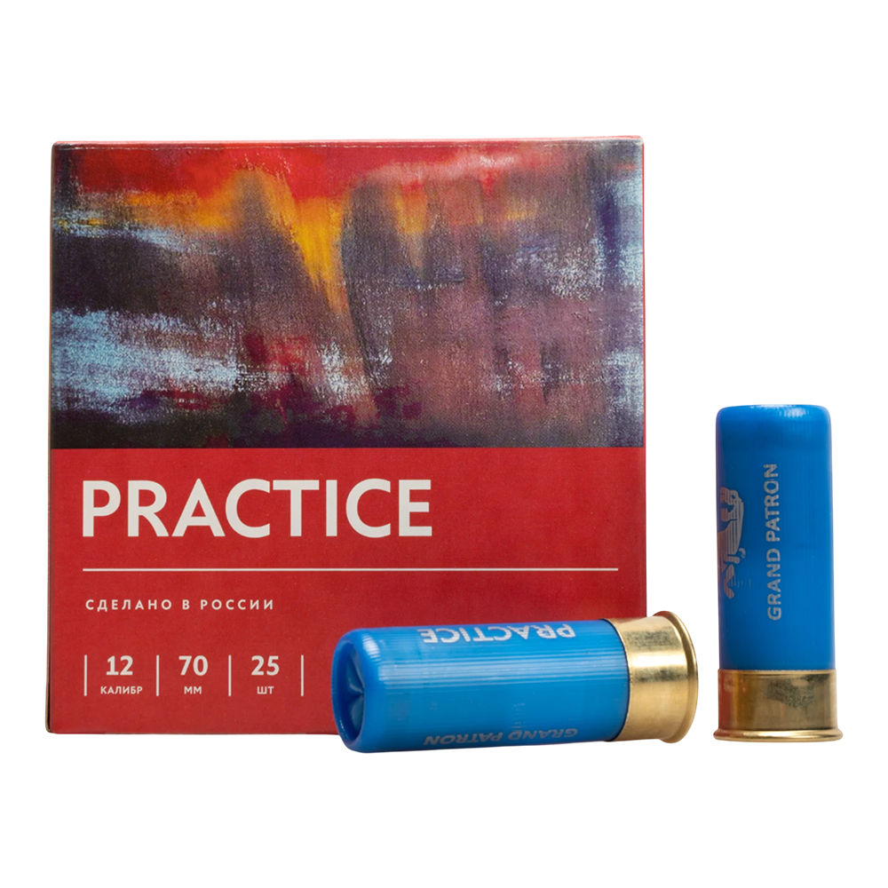 Патрон «Grand Patron» 12/70 №3 34гр. PRACTICE (пачка 25 шт.) (в коробке 250 шт.). Фото №1