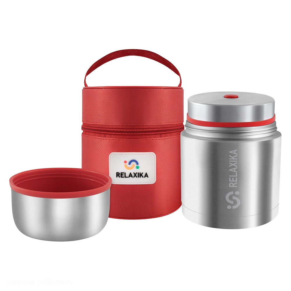 Термос Relaxika 301 для еды в термочехле, стальной (0,5л). Фото №2
