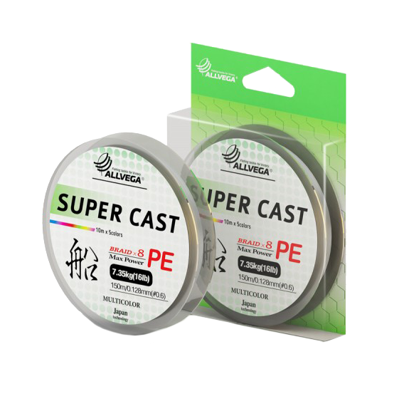Леска плетеная ALLVEGA "Super Cast X8" 150м 0,185мм (11,8кг) (Multicolor) (SUCA185). Фото №2