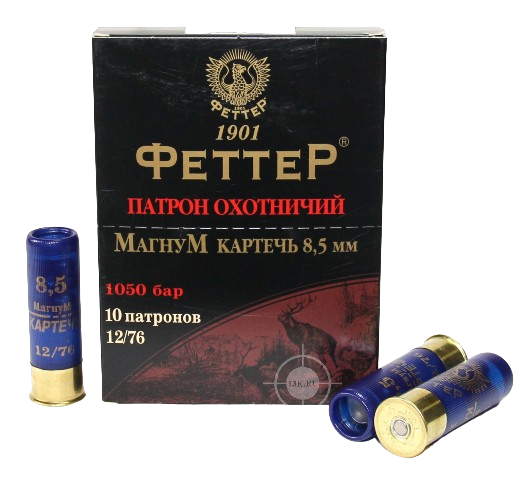 Патрон ФЕТТЕР МАГНУМ 12/76 картечь (8,5мм) 37гр. (пачка 10 шт.) (в коробке 100 шт.). Фото №1