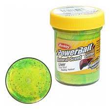 Паста форелевая "Berkley" NATURAL SCENT TROUT BAIT 50gr LIVER-FLUO GREEN YELLOW (зел/жел. с блеском). Фото №2