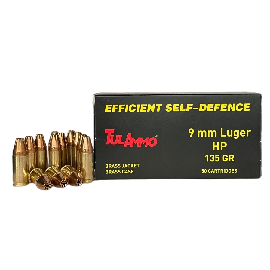 Патрон нарезной  пистолетный ТПЗ Luger 9х19 HP 135gr.лат./об.лат.  (50шт) . Фото №2