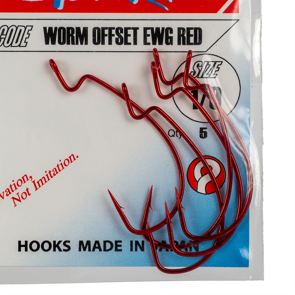 Крючок GAMAKATSU Hook Worm Offset EWG Red №1/0. Фото №2