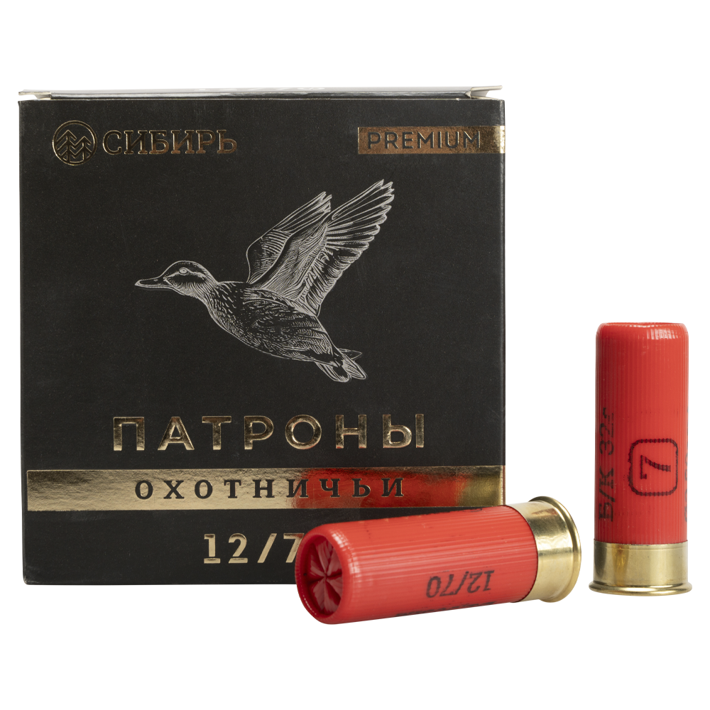 Патрон СИБИРЬ PREMIUM 12/70 охотничий дробовой 32г №7 б/к (CX-2000) (пачка 25 шт) (в коробке 250шт). Фото №1 Патрон СИБИРЬ PREMIUM 12/70 охотничий дробовой 32г №7 б/к (CX-2000) (пачка 25 шт) (в коробке 250шт). Фото №1