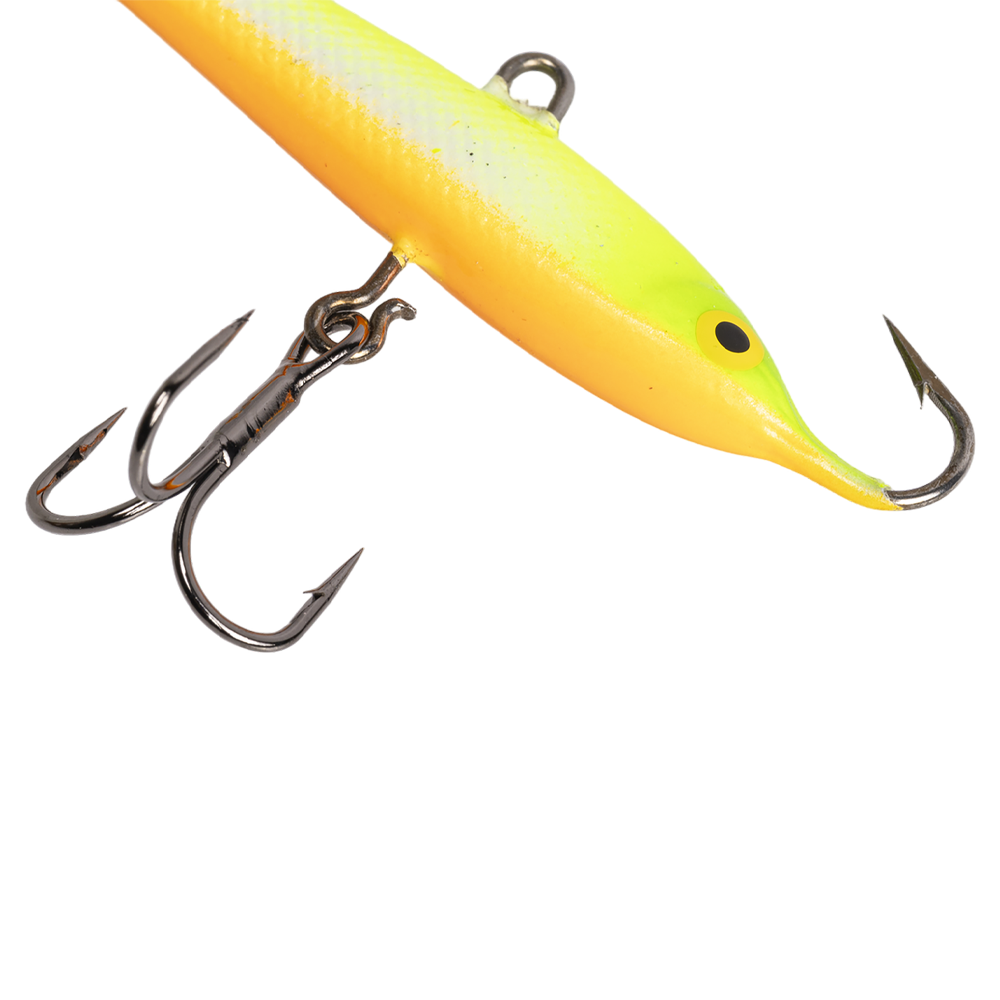 Балансир Kuusamo Tasapaino 75мм, 18гр, цвет (GLOW/FRG/Fye/W-O) с тройником. Фото №2 Балансир Kuusamo Tasapaino 75мм, 18гр, цвет (GLOW/FRG/Fye/W-O) с тройником. Фото №2