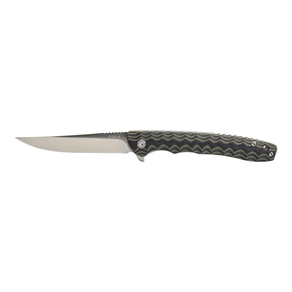 Нож складной Kranch GB-195, клинок AUS8, рукоять G10 green and black. Фото №1