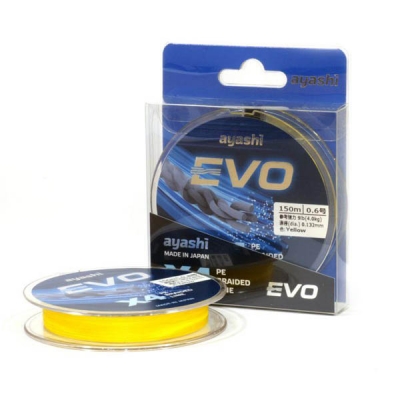Плетеный шнур Ayashi EVO-X8 (yellow) d-0,153mm. Фото №1