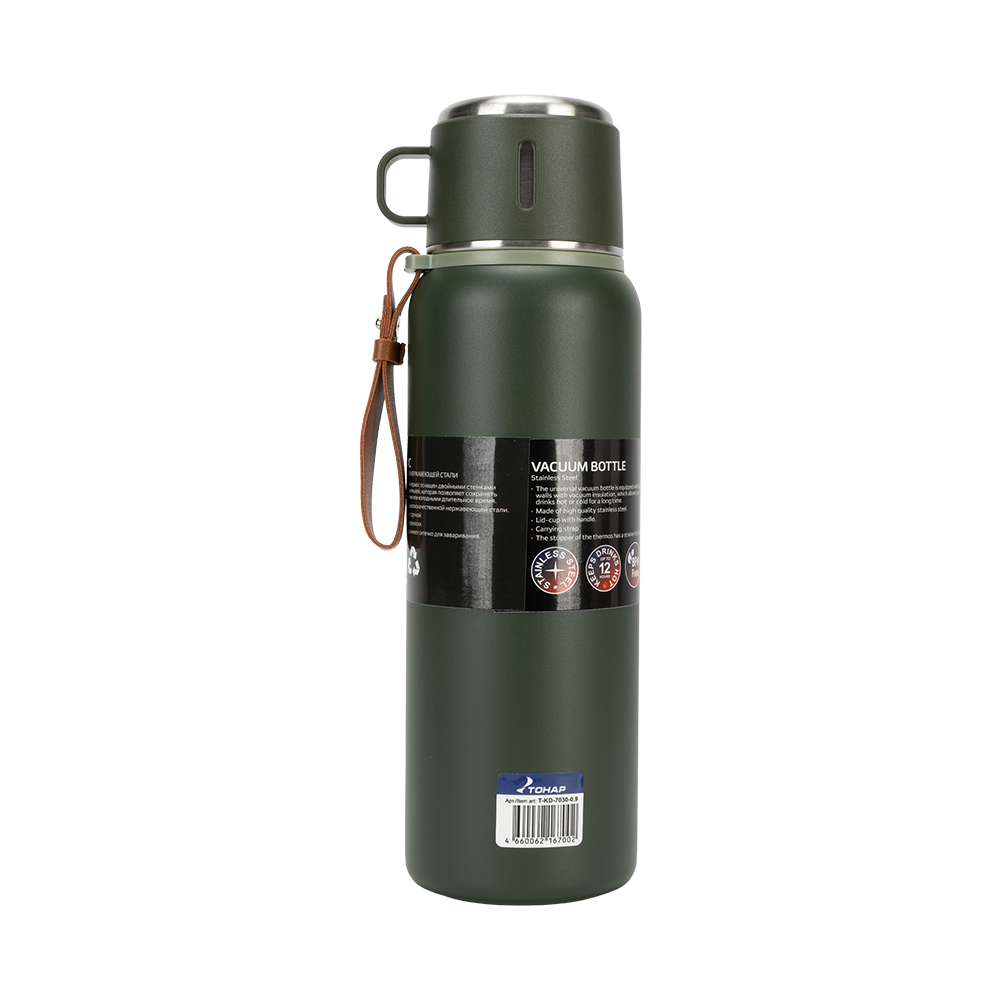 Термос 900ML хаки (пробка-ситечко, крышка-кружка, ремешок) TONAR. Фото №2 Термос 900ML хаки (пробка-ситечко, крышка-кружка, ремешок) TONAR. Фото №2