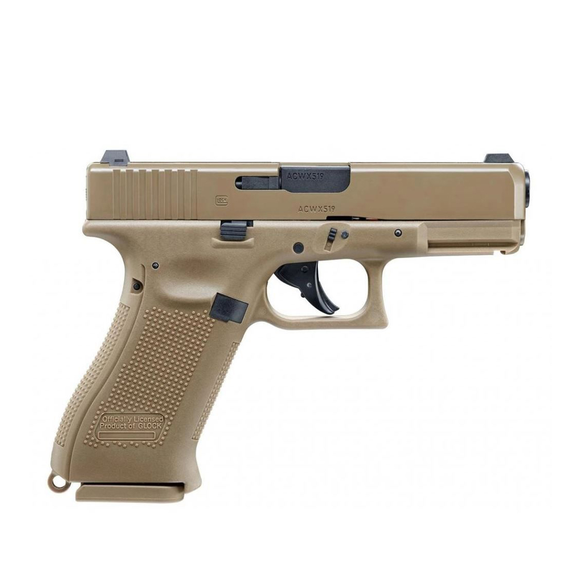 Пистолет пневматический Umarex Glock 19X калибр 4,5мм (метал, цвет песок, BB)