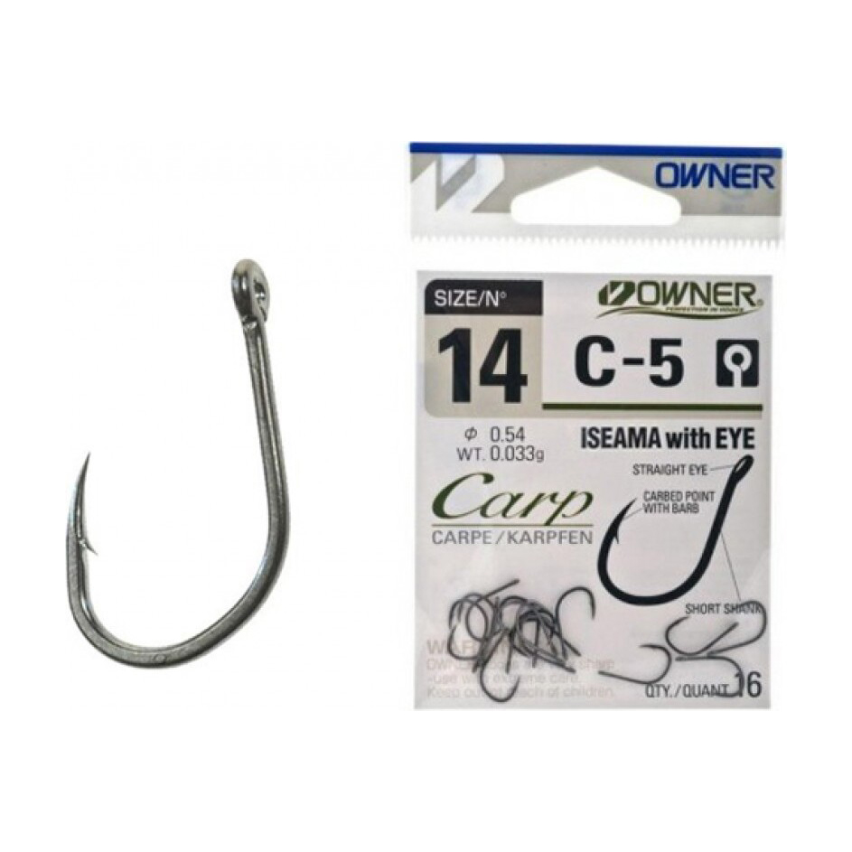 Крючок Owner Carp C-5 Iseama with Eye №8. Фото №2