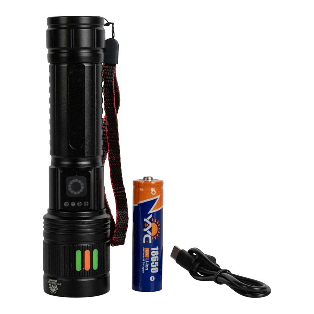 Фонарь ручной 2310-PM20-TG (аккумулятор 18650, кассета для ААА, индикатор заряда, разъем Type-C). Фото №1