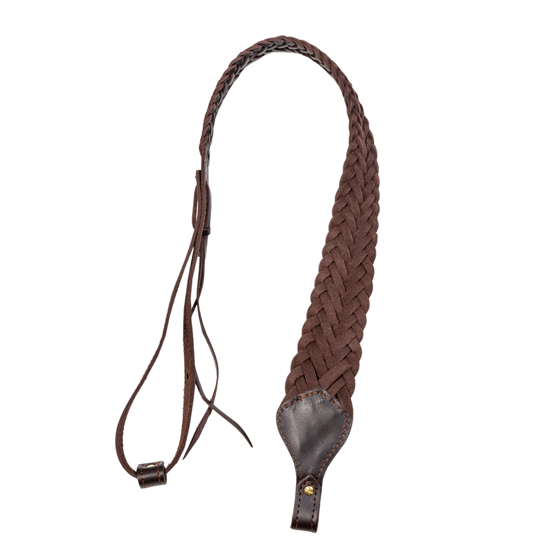 Ремень карабинный плетеный (кожа, коричневый) (Хольстер)