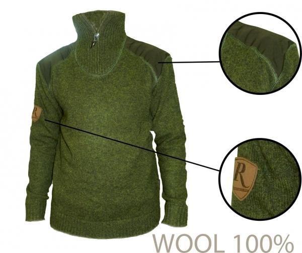 Свитер шерсть 100%, молния короткая Remington. р. M (зеленый). Фото №2