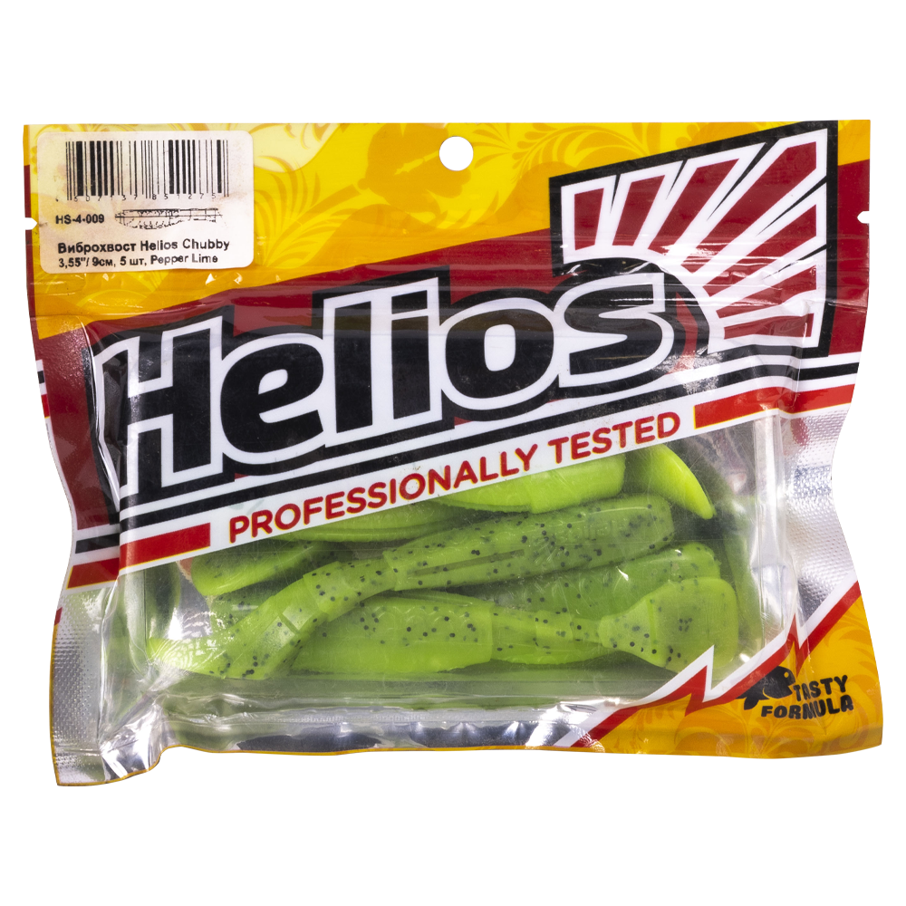Виброхвост Helios Chubby 3,55"/9 см Pepper Lime 5шт. (HS-4-009). Фото №1