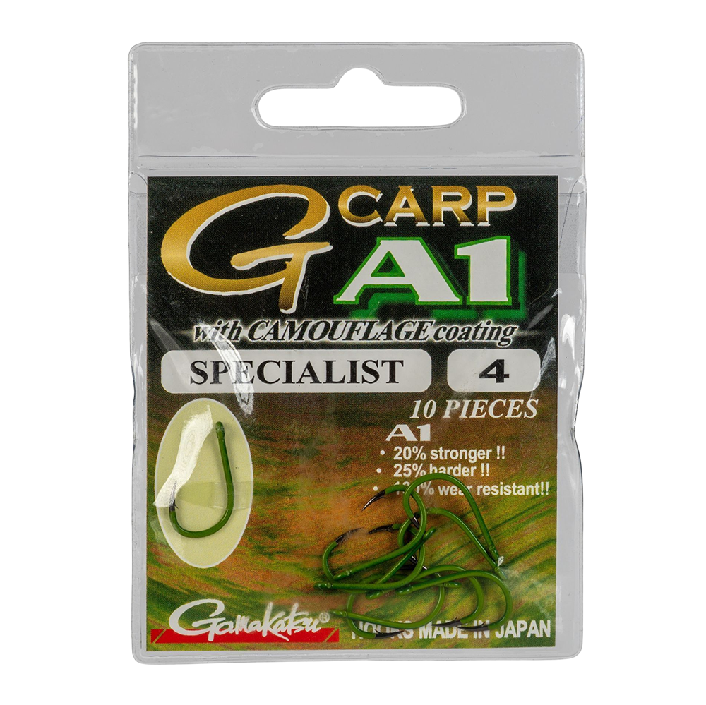 Крючок Gamakatsu Hook A1 G-CARP Camougreen Specialist №04. Фото №1