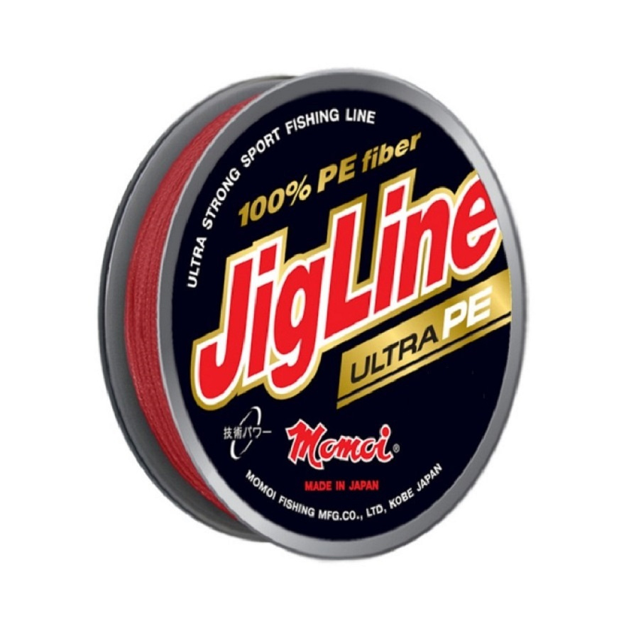 Плетеный шнур Momoi 4-х прядный JigLine Ultra PE 0,10мм/100м, 7,0кг, красный. Фото №1