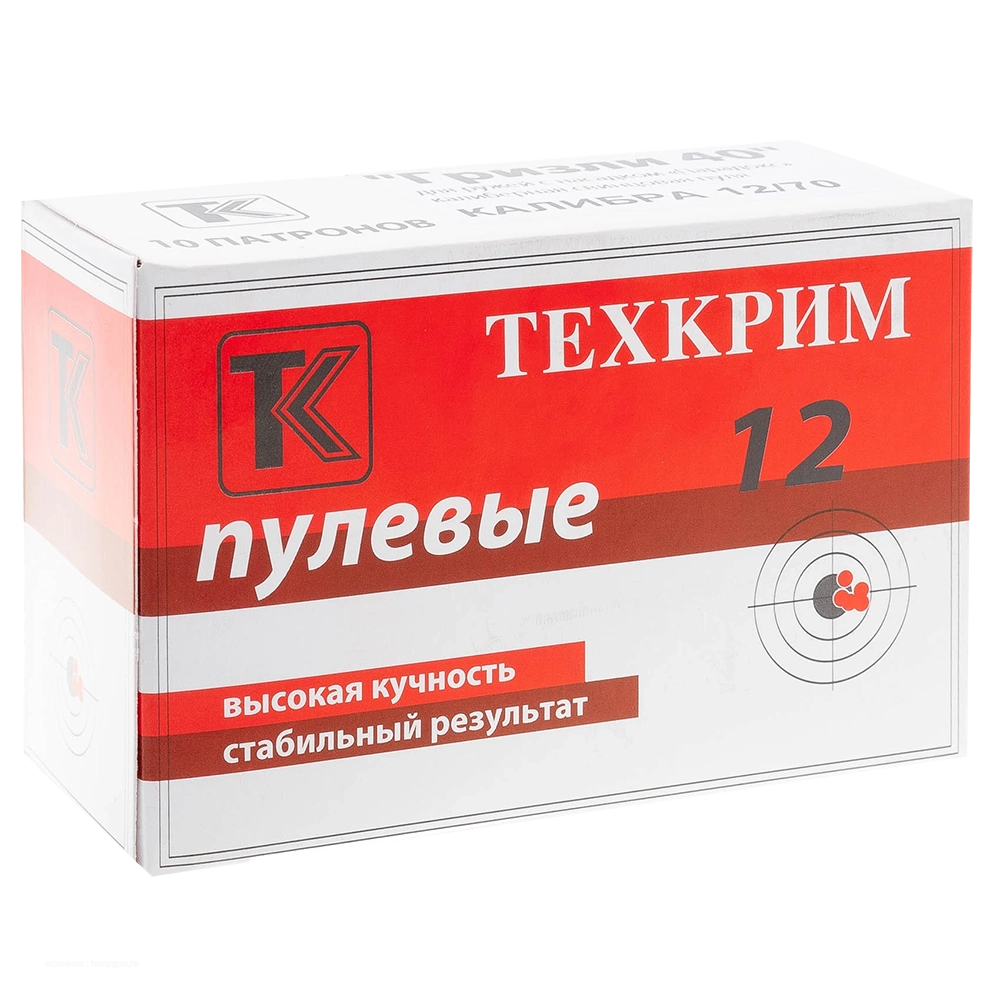 Патрон Техкрим 12/70 с пулей Гризли 40 (в упаковке 10 шт) (в коробке 240 шт.). Фото №2